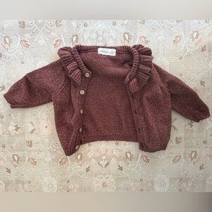 Rylee + Cru Rust Brown Ruffle Cardigan Jacket